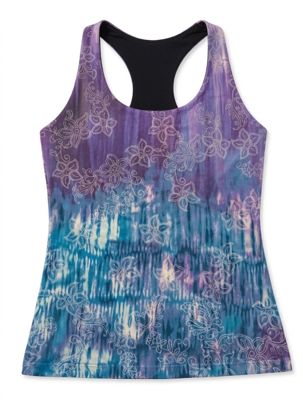 Prana Purple & Teal Floral Racerback Tank